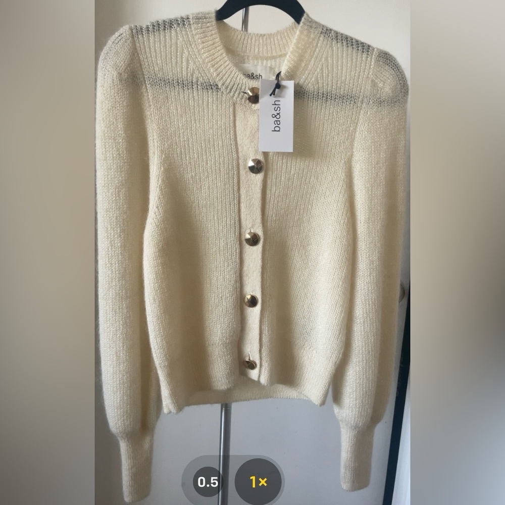 ba&sh Ivory Button-Up Cardigan